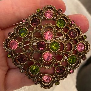 Vintage 1973 Sarah Coventry Austrian Lites Multi-Color Rhinestones Brooch Pin